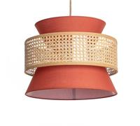 LEDKIA LIGHTING - Lampada a Sospensione Chulu | Rattan e Tessuto | IP20 Interni | Attacco E27 | Design Elegante | Adatta per Soggiorno e Camera da Letto, Terracotta