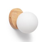 LEDKIA LIGHTING - Applique da Parete Kamulo | Design Moderno per Interni | Compatibile con Lampadina G9 12W Max | Materiali in Vetro e Legno | Dimensioni Compatte, Naturale
