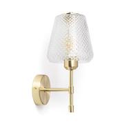 LEDKIA LIGHTING - Applique da Parete Metallo e Vetro | Design Elegante Vintage | Compatibile con Lampadina E27 | Finitura Oro Satinato | IP20 per Interni, Oro, Metallo