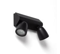 LEDKIA LIGHTING Applique da Parete per Esterni Alluminio Abel Large Due Faretti Nero per Sale, Soggiorno, Cucina, Camera