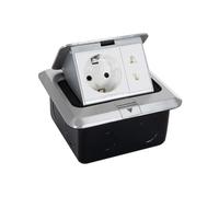 LEDKIA LIGHTING Base Multipla da Incasso 1 Presa Tipo F + 1xT8 Argento