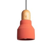LEDKIA LIGHTING - Lampada a Sospensione Cemento e Legno | Design Unico ed Elegante | Compatibile con Lampadine E27 20W Max | Ideale per Interni IP20, Colore Terracotta, Materiale Legno