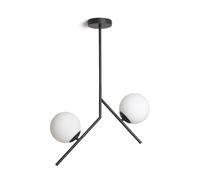 LEDKIA LIGHTING - Lampada a Sospensione in Metallo e Vetro | Design Elegante | Compatibile con Lampadine E27 | Uso Interno IP20 | Adatta per Cucina, Soggiorno, Sala da Pranzo, Nero, Metallo Vetro