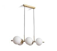 LEDKIA LIGHTING - Lampada a Sospensione in Metallo Moonlight Brass | 6 Faretti E27 | Design Elegante | Uso Interno | IP20 Protetto | Per Soggiorno e Cucina, Oro, Vetro