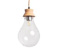 LEDKIA LIGHTING - Lampada a Sospensione Legno e Vetro | Design Elegante | Compatibile con Lampadina E27 | Ideale per Cucina, Soggiorno, Camera | Regolabile, Naturale, Vetro