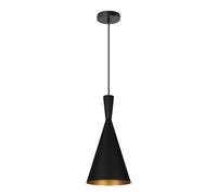 LEDKIA LIGHTING - Lampada a Sospensione Lennon | Design Vintage Anni '60 | Cavo Regolabile | Compatibile con Lampadina E27 Ø95mm | Per Soggiorno, Cucina, Camera da Letto, Nero, Metallo