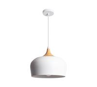 LEDKIA LIGHTING Lampada a Sospensione Metallo e Legno Serena Bianco E27