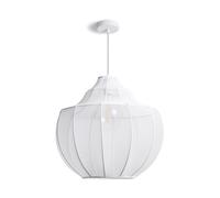 LEDKIA LIGHTING Lampada a Sospensione Metallo e Tessuto Ayla Bianco per Sale, Soggiorno, Cucina, Camera