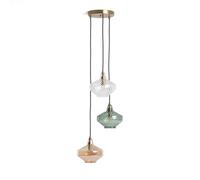 LEDKIA LIGHTING Lampada a Sospensione Metallo e Vetro 3 pendenti Blas Multicolore per Sale, Soggiorno, Cucina, Camera