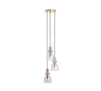 LEDKIA LIGHTING - Lampada a Sospensione Metallo e Vetro Tri Baudelaire | Design Elegante Vintage | Compatibile con Lampadine LED E14 | Cavo Regolabile Altezza, Rosa, 1680 mm