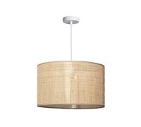 LEDKIA LIGHTING - Lampada a Sospensione Rattan Baracoa | Lampadario Cucina e Soggiorno | Design Boho Chic | Compatibile con Lampadina E27 | Uso Interno | Stile Naturale, Bianco, Rattan
