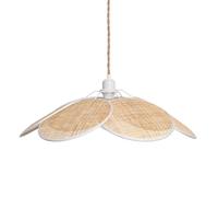 LEDKIA LIGHTING - Lampada a Sospensione Rattan | Design Naturale Intrecciato | E27 Compatibile | 6 Petali Rattan | Per Soggiorno, Cucina, Camera | 1500x600mm, Intrecciato Naturale, Metallo