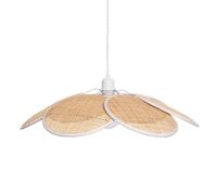 LEDKIA LIGHTING - Lampada a Sospensione Rattan | Design Petali Margherita | Compatibile con Lampadine E27 fino a 20W | IP20 per Interni, Intrecciato Bianco, Rattan