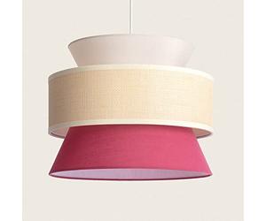 LEDKIA LIGHTING - Lampada a Sospensione Tessuto Chulu | Design Elegante | IP20 per Interni | Compatibile con Lampadine LED E27 | Per Soggiorno Cucina Camera, Rosso Lampone, Tessile