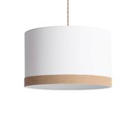 LEDKIA LIGHTING - Lampada a Sospensione Tessuto Leya | Design Elegante | Compatibile con Lampadina E27 Fino a 60W | IP20 per Interni | Sala, Cucina, Soggiorno, Bianco, Metallo