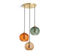 LEDKIA LIGHTING - Lampada a Sospensione Tri Klimt | Design Classico Anni Venti | Compatibile con Lampadine E27 | Per Soggiorno, Cucina, Camera | IP20, Multicolore, Vetro