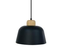 LEDKIA LIGHTING - Lampada a Sospensione Wawak | Design in Metallo e Legno | Compatibile con Lampadine E27 | Per Casa e Locali Commerciali, Nero, Legno-Metallo