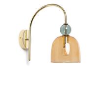 LEDKIA LIGHTING - Lampada da Parete Metallo e Vetro Baudelaire | Design Vintage Elegante | E14 Compatibile | IP20 Protezione | Per Interni, Ambra/Verde, Metallo e Vetro