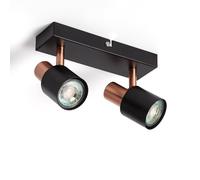 LEDKIA LIGHTING Lampada da Soffitto Orientabile Metallo 2 Faretti Ciro Black Rose Large Nero GU10