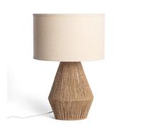 LEDKIA LIGHTING - Lampada da Tavolo Corda Naturale e Lino | E27 220-240V AC | Design Elegante e Accogliente | Adatta per Interni IP20 | Metallo, Beige Lino