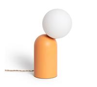 LEDKIA LIGHTING - Lampada da Tavolo in Metallo | Design Versatile per Ambienti Retrò e Moderni | Compatibile con Lampadina E14 | Paralume in Vetro Opalino, Salmone Opaco, Metallo