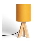LEDKIA LIGHTING - Lampada da Tavolo Kanuni | Design Moderno | Compatibile con Lampadina LED E14 | Uso Interno IP20 | Tessuto e Legno, Senape, 385x180x180 mm