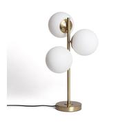 LEDKIA LIGHTING - Lampada da Tavolo Moonlight Brass | Design Elegante e Versatile | 3 Portalampade E27 | Interno, Sale, Cucina, Camera | Metallo e Vetro, Oro