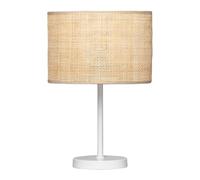 LEDKIA LIGHTING - Lampada da Tavolo Rattan e Metallo Baracoa | Design Elegante | Compatibile con E27 fino a 40W | Ideale per Casa e Ufficio | IP20 | Bianco