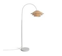 LEDKIA LIGHTING - Lampada da Terra Metallo e Bambù | Design Elegante e Sostenibile | Adatta per Soggiorno e Ufficio | Supporto E27 | Altezza 163 cm, Bianco