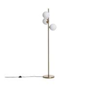 LEDKIA LIGHTING - Lampada da Terra Metallo e Vetro Moonlight Brass | 3 Lampade E27 | Design Unico per Interni | Altezza 148 cm, Oro, Metallo Cristallo