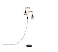 LEDKIA LIGHTING - Lampada da Terra Monah | Design Elegante per Sale, Soggiorno, Cucina | Compatibile con Lampadina E27 Fino a 40W | Struttura in Alluminio e Legno, Nero