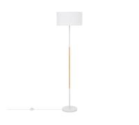 LEDKIA LIGHTING - Lampada da Terra Silinda | Design Nordico | Metallo e Tessuto | Compatibile con Lampadine LED E27 | Uso Interno IP20 | Altezza 159 cm, Bianco