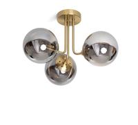LEDKIA LIGHTING - Lampadario Moonlight Brass | 3 Punti Luce E27 | Design Elegante per Interni | Metallo e Vetro Resistente | Adatto a Soggiorni e Camere, Grigio Smoke, Metallo