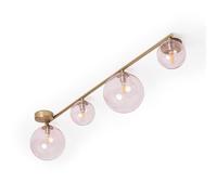 LEDKIA LIGHTING - Lampadario Moonlight Brass | 4 Punti Luce G9 | Metallo e Vetro | Design Versatile per Soggiorno e Camera | Dimensioni Compatte, Rosa, Cristallo Metallo