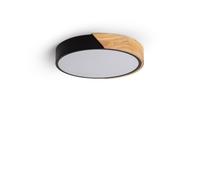 LEDKIA LIGHTING - Plafoniera LED Circolare 18W | CCT Selezionabile 2700-6500K | Ø320 mm | Facile Installazione | Metallo e Legno, Nero
