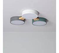 LEDKIA LIGHTING - Plafoniera LED soffitto per Soggiorno, Cucina 30W | Metallo e Legno | CCT Selezionabile 2700-6500K | Design Nordico | Per Soggiorno, Cucina | Facile Installazione, Multicolore
