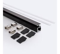 LEDKIA LIGHTING Profilo Alluminio Superficie Doppia Faccia 2m Nero per Striscia LED fino a 10mm 2 m