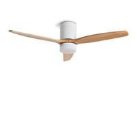 LEDKIA LIGHTING Ventilatore da Soffitto con Illuminazione Silenziosa DC Pale in Legno Leros Legno Chiaro Telecomando Grande (più di 20 m²) 132 cm Bianco