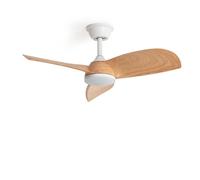 LEDKIA LIGHTING Ventilatore da Soffitto con Illuminazione Silenziosa DC Poros Evo Legno Telecomando 90 cm Piccolo (fino a 10 m²) Bianco