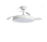 LEDKIA LIGHTING Ventilatore da soffitto con luce silenziosa DC pale retrattili Kaios Trasparente Telecomando a distanza media (tra 10-20 m²) 105 cm Bianco
