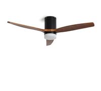 LEDKIA LIGHTING Ventilatore da Soffitto con Luce Silenzioso DC Pale in Legno Leros Legno Scuro Telecomando Grande (più di 20 m²) 132 cm Nero