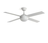 LEDKIA LIGHTING Ventilatore da Soffitto con Luce Silenzioso DC Pale in Legno Navy Evo Bianco Telecomando Grande (più di 20 m²) 132 cm Bianco