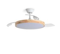 LEDKIA LIGHTING Ventilatore da Soffitto Dari Bianco e Legno con Luce LED CCT 2560 lm, Motore DC 30W Silenzioso, Pale Retrattili, 6 Velocità, 106 cm, Telecomando