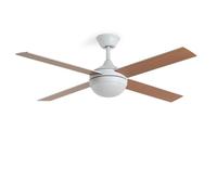 LEDKIA LIGHTING Ventilatore da Soffitto Navy Evo Bianco con Luce LED, Motore DC 30W Silenzioso, Pale Effetto Legno Naturale, 6 Velocità, 132 cm, 48 dB, Telecomando