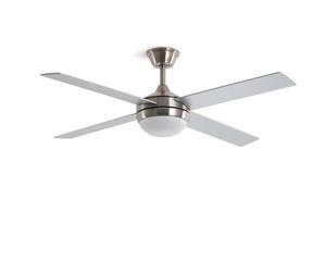LEDKIA LIGHTING Ventilatore da Soffitto Navy Evo Nichel con Luce Integrata, Motore DC 30W Silenzioso ed Efficiente, 4 Pale, 6 Velocità, 132 cm, Telecomando