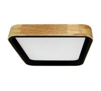 LEDKIA LIGHTING Plafoniera LED 15W Quadrata Legno 370x370 mm CCT Selezionabile Dari per Soggiorno, Cucina Nero