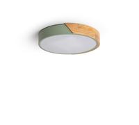 LEDKIA LIGHTING - Plafoniera LED soffitto per Soggiorno, Cucina, Bagno 18W | CCT Selezionabile | Ø320 mm Circolare | Ideale per Soggiorno, Cucina, Bagno | Metallo e Legno, Verde