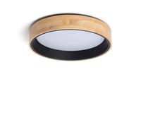 LEDKIA LIGHTING - Plafoniera LED 20W Ø470 mm | CCT Selezionabile da 2700K a 6500K | Flusso 1800 lm | Acciaio e Legno Resistente | Ideale per Soggiorno, Cucina, Nero, Lega di acciaio Legno