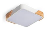 LEDKIA Plafoniera LED da 18 W, Quadrata, in Legno e Alluminio, 325 x 325 mm