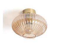 LEDKIA LIGHTING Plafoniera Metallo e Vetro Basile per Soggiorno, Cucina Ambra